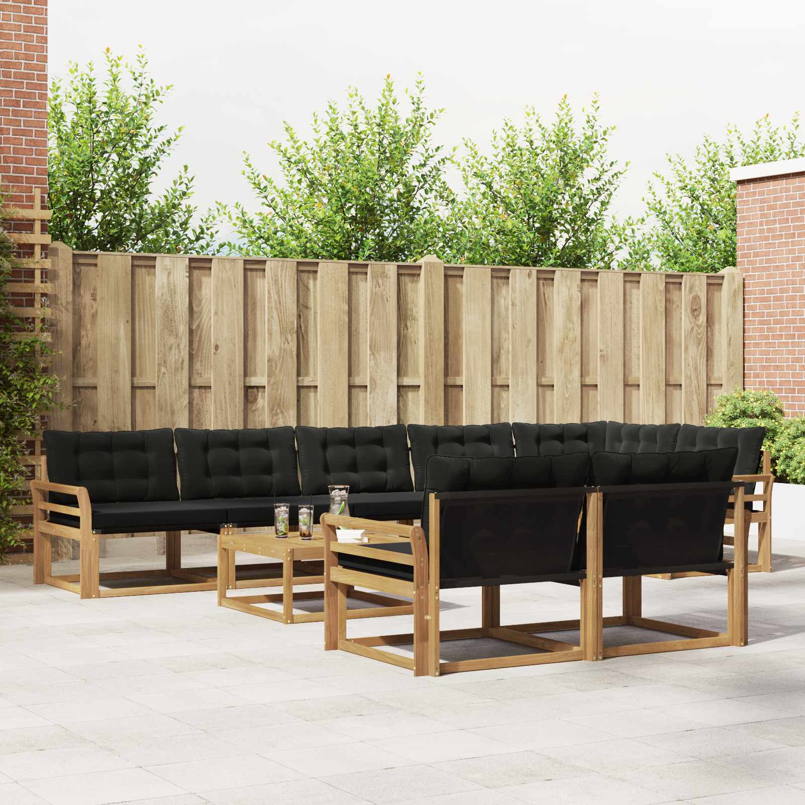 Set vanjskih sofa 9 pcs Bijela i crna 79 x 79 x 37 cm