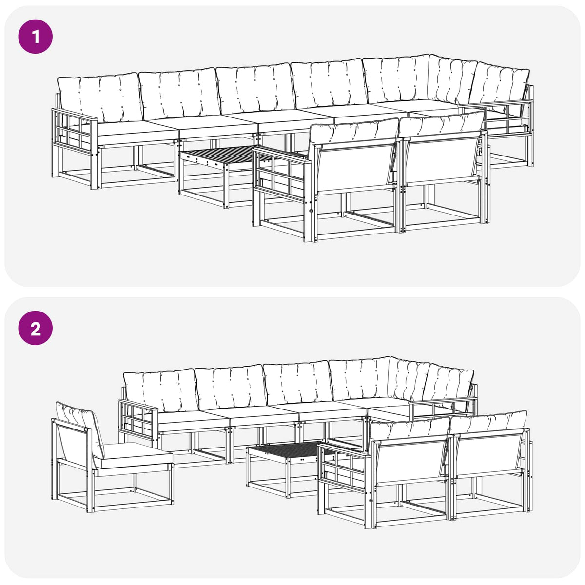 Set vanjskih sofa 9 kom. Bijela i bež