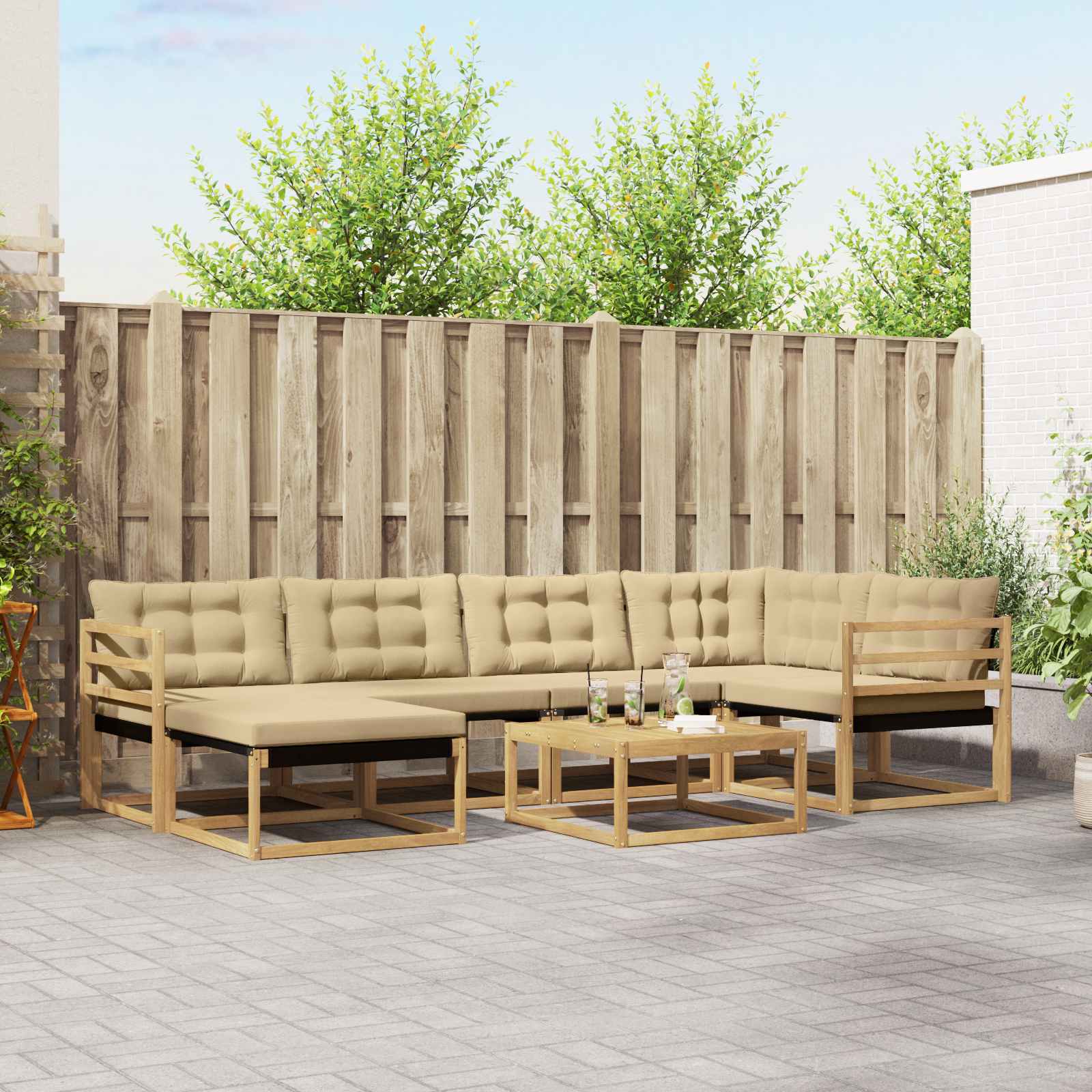 Set vanjskih sofa 7 pcs Bijela i bež 79 x 79 x 37 cm