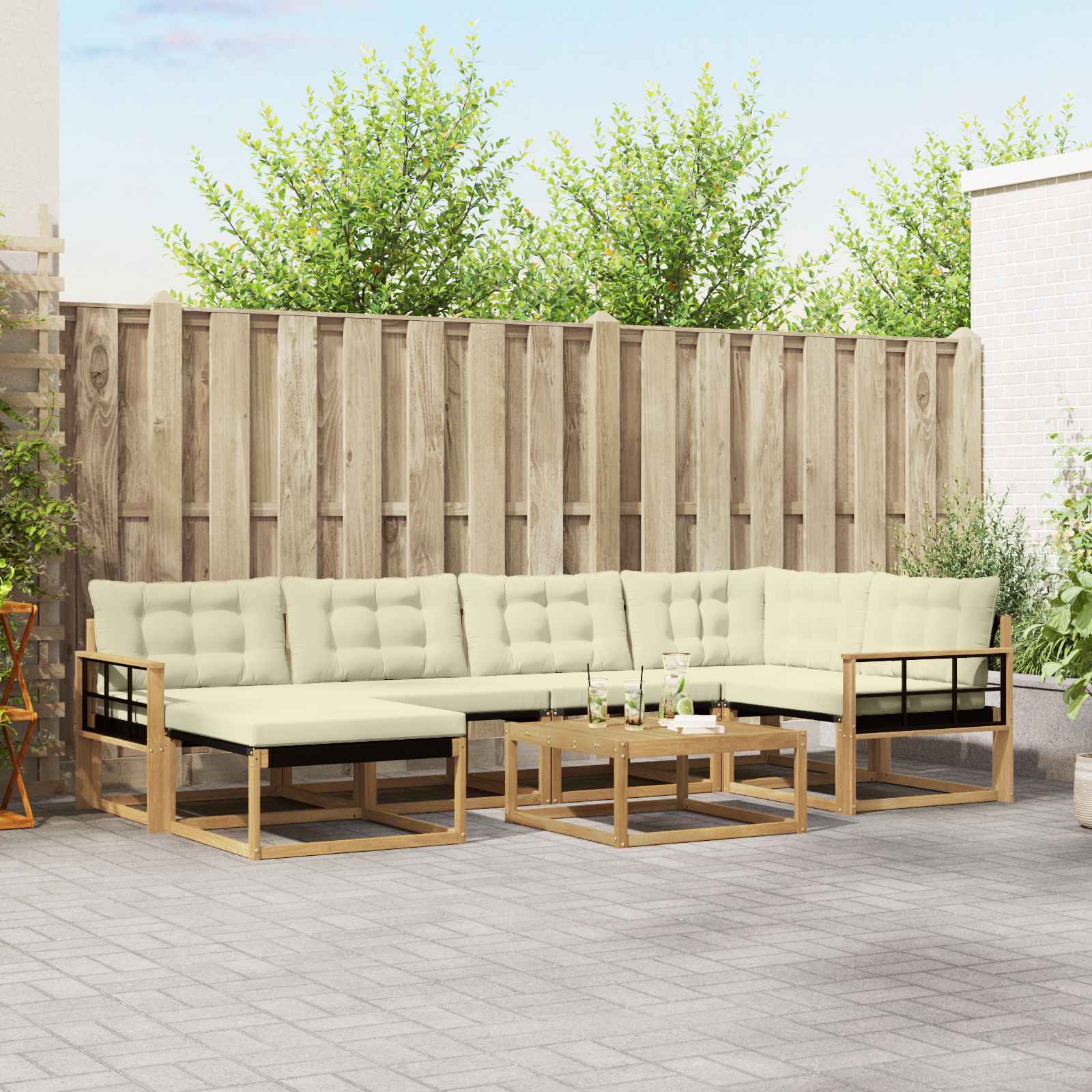 Set vanjskih sofa 7 pcs Bijela i krem 79 x 79 x 37 cm