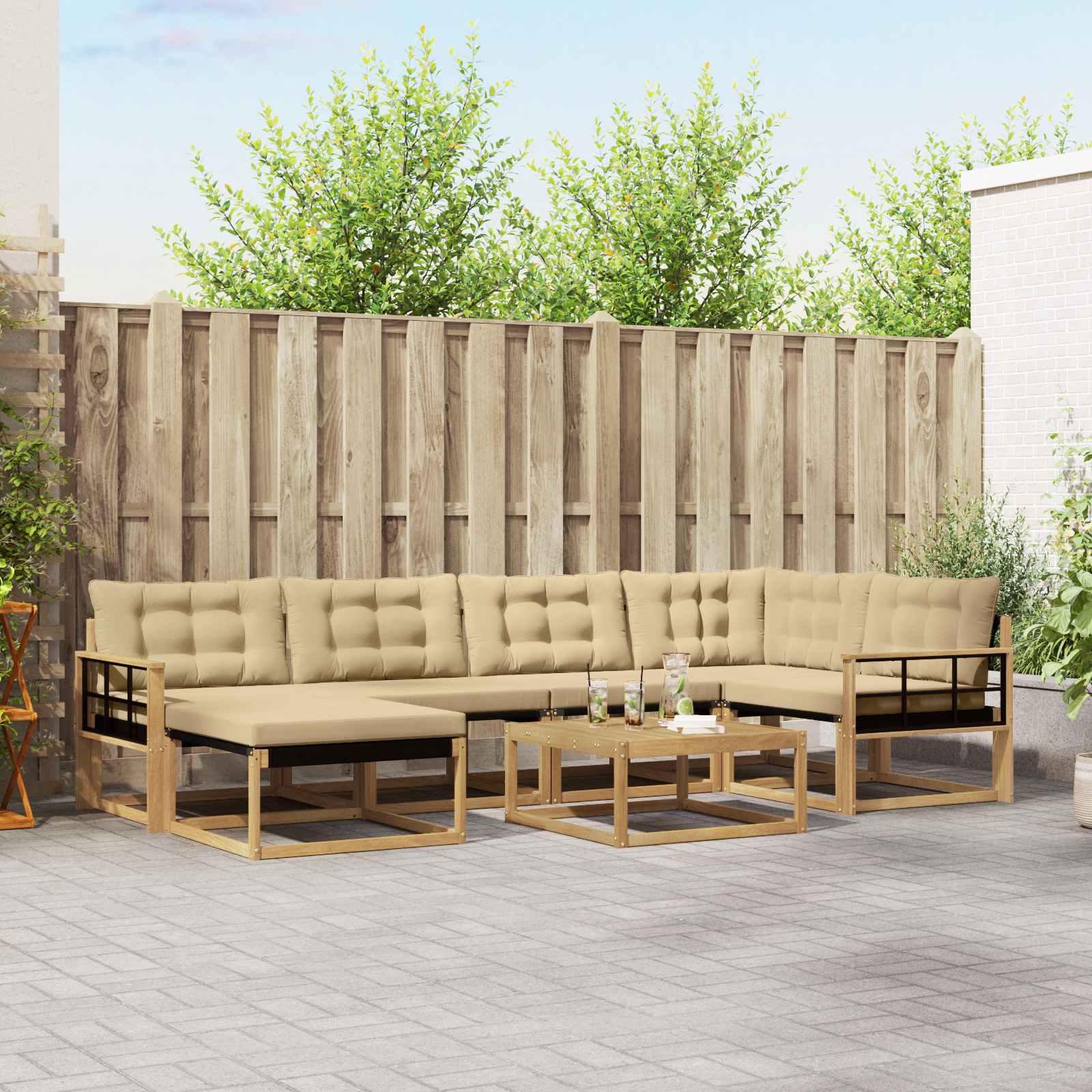 Set vanjskih sofa 7 pcs Bijela i bež 79 x 79 x 37 cm