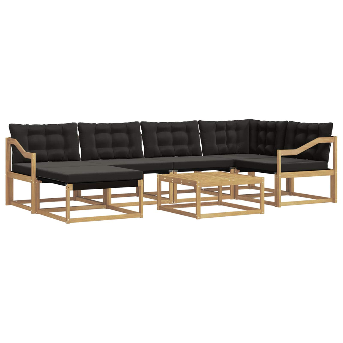 Set vanjskih sofa 7 kom. Bijela i crna Čvrsto drvo akacije