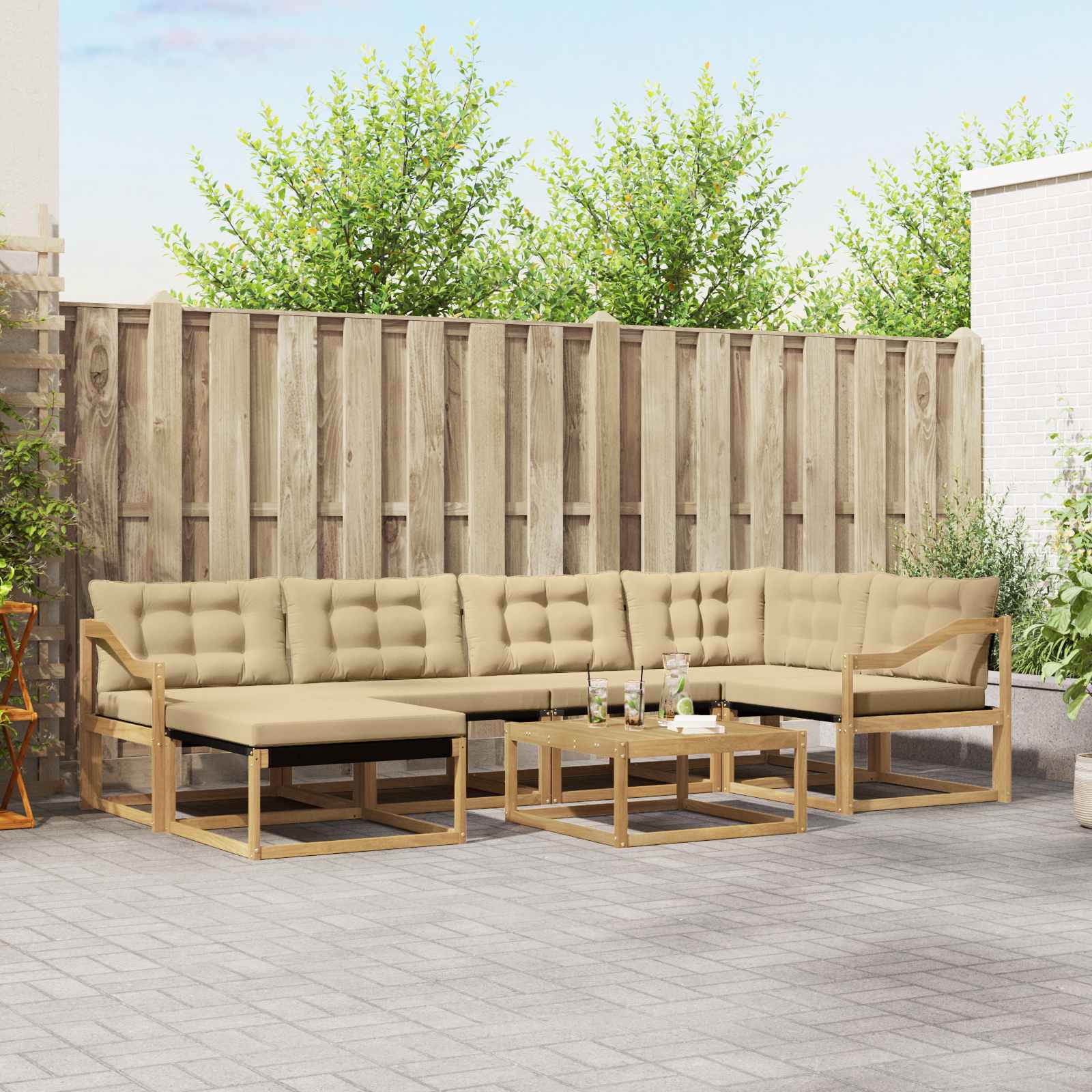 Set vanjskih sofa 7 pcs Bijela i bež 79 x 79 x 37 cm