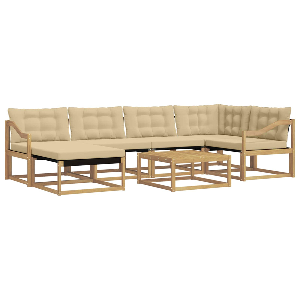 Set vanjskih sofa 7 kom. Bijela i bež Čvrsto drvo akacije