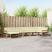 Set vanjskih sofa 7 kom. Bijela i krem Čvrsto drvo akacije 406 x 168,5 x 73 cm