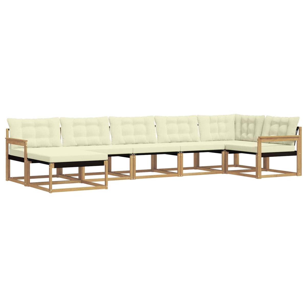 Set vanjskih sofa 7 kom. Bijela i krem Čvrsto drvo akacije 406 x 168,5 x 73 cm