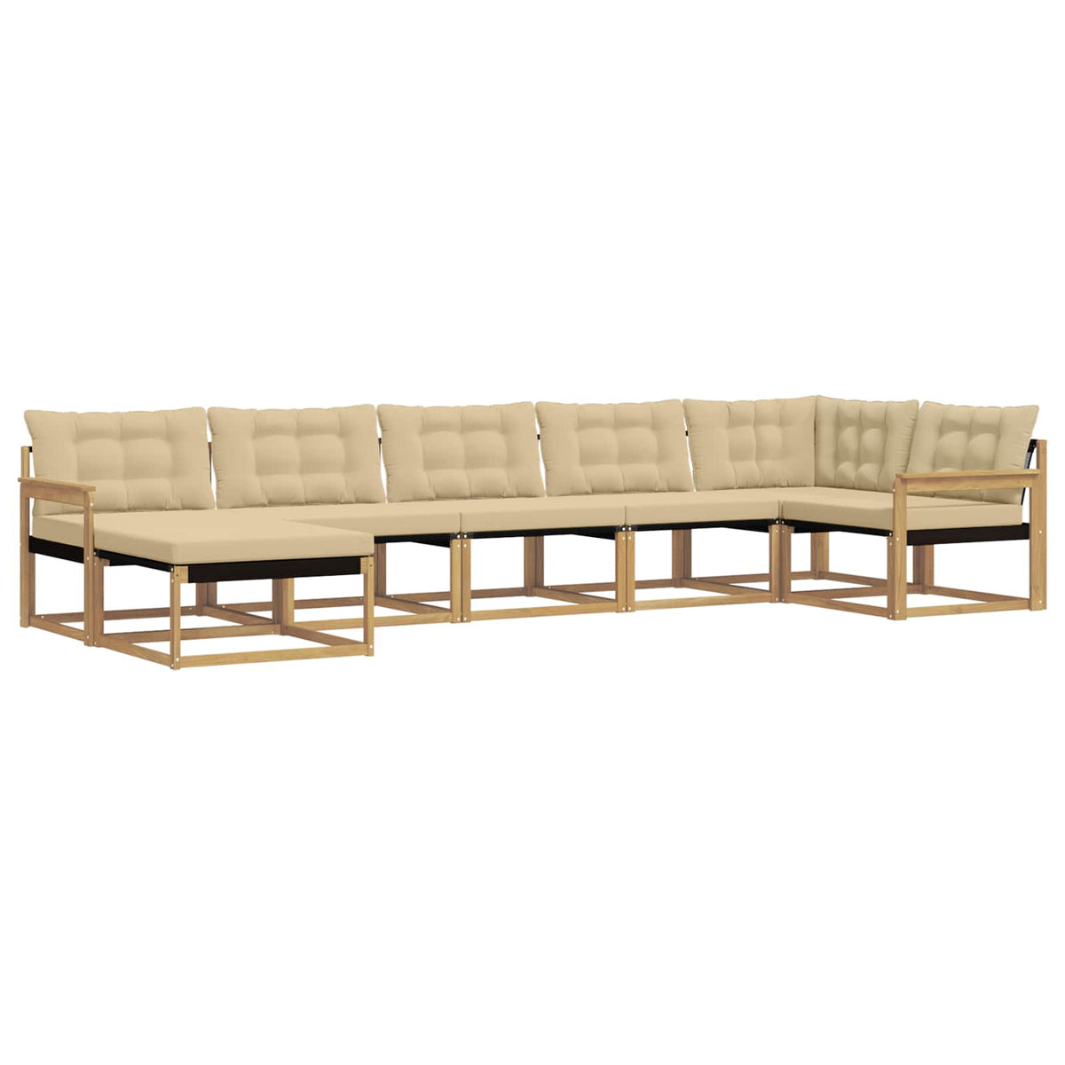 Set vanjskih sofa 7 kom. Bijela i bež Čvrsto drvo akacije 406 x 168,5 x 73 cm