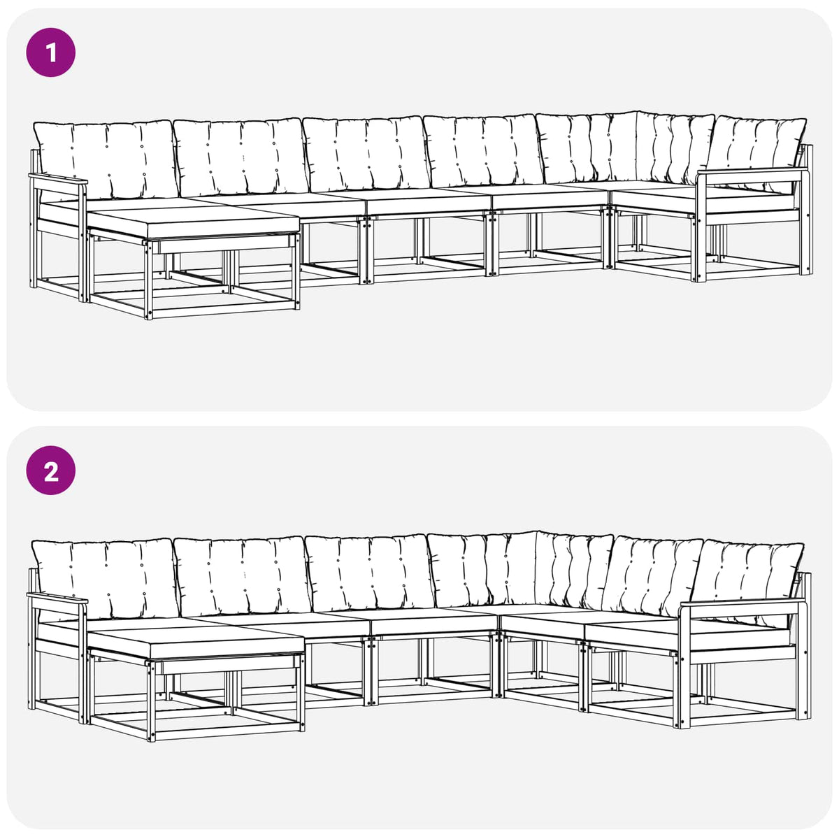 Set vanjskih sofa 7 kom. Bijela i bež Čvrsto drvo akacije 406 x 168,5 x 73 cm