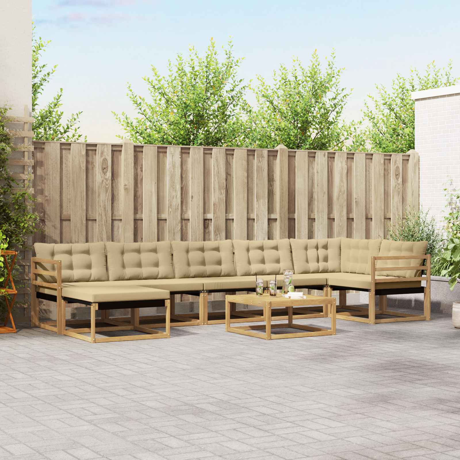 Set vanjskih sofa 8 pcs Bijela i bež 79 x 79 x 37 cm