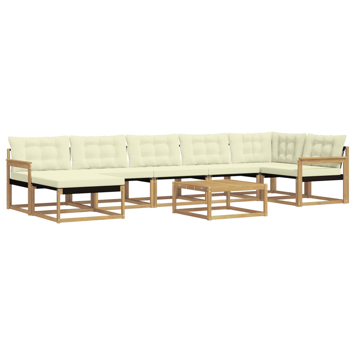 Set vanjskih sofa 8 pcs Bijela i krem Čvrsto drvo akacije