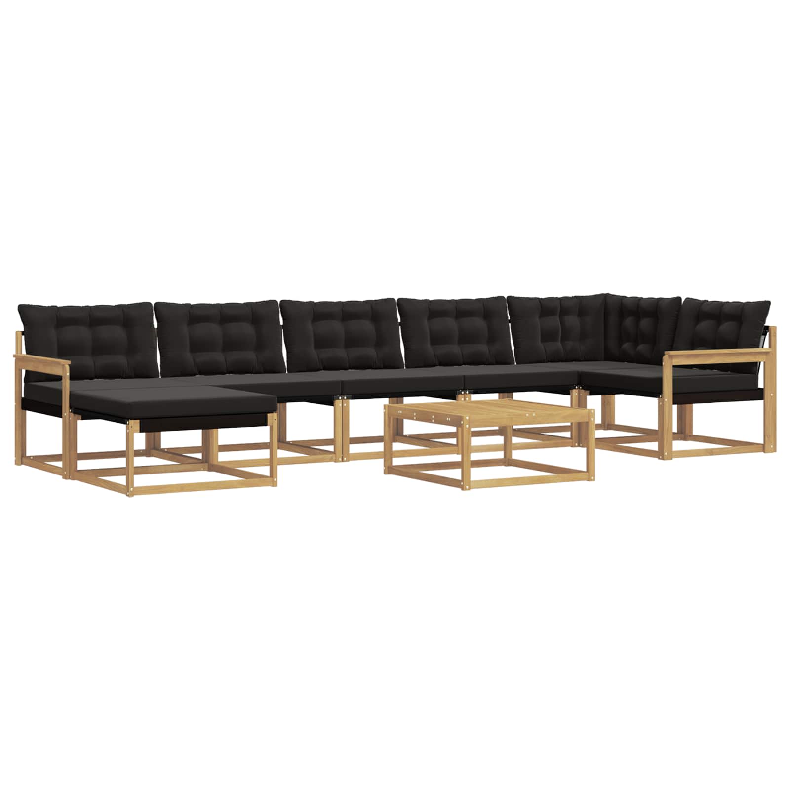 Set vanjskih sofa 8 pcs Bijela i crna Čvrsto drvo akacije
