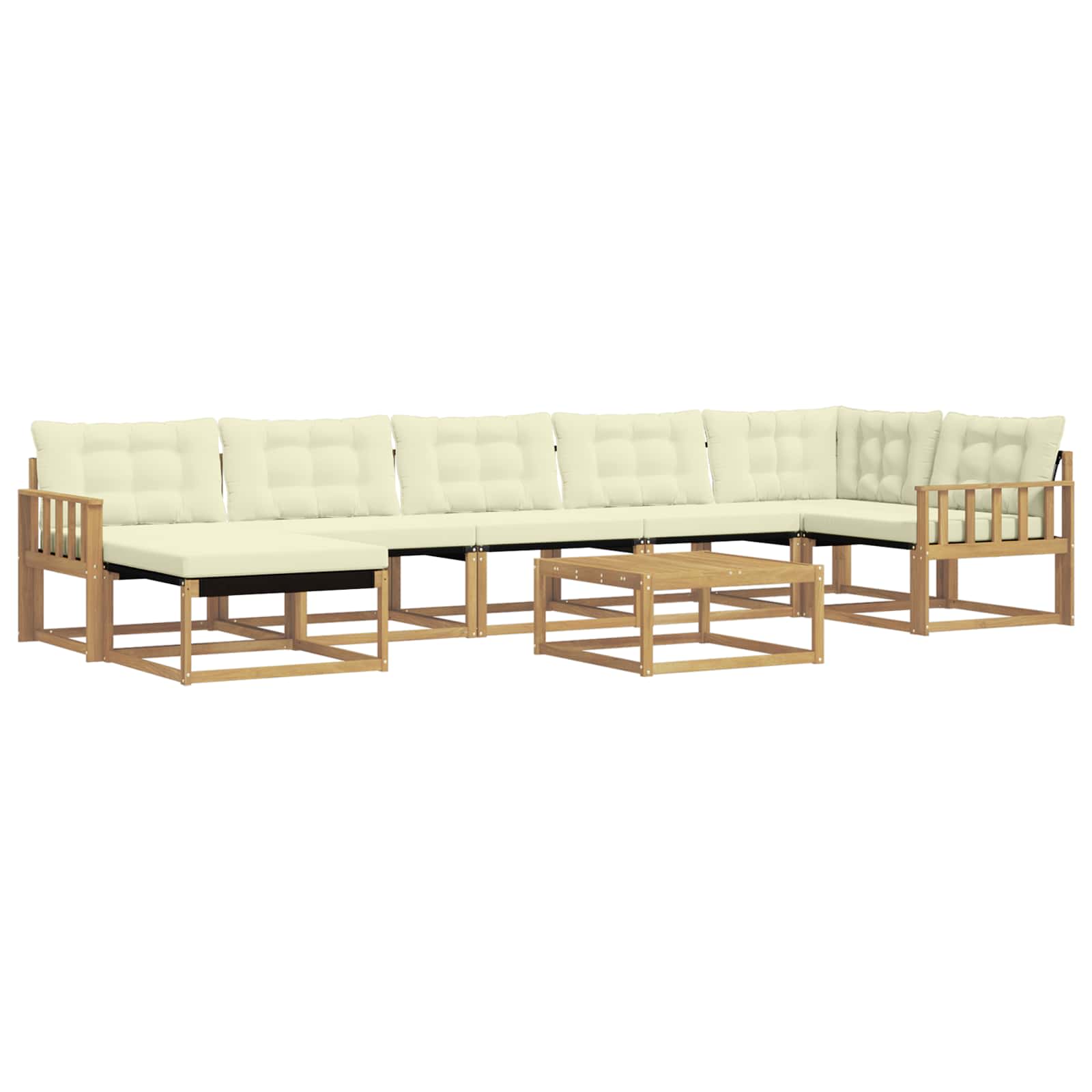 Set vanjskih sofa 8 pcs Bijela i krem Čvrsto drvo akacije