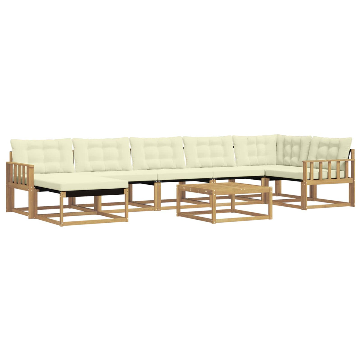 Set vanjskih sofa 8 kom. Bijela i krem Čvrsto drvo akacije