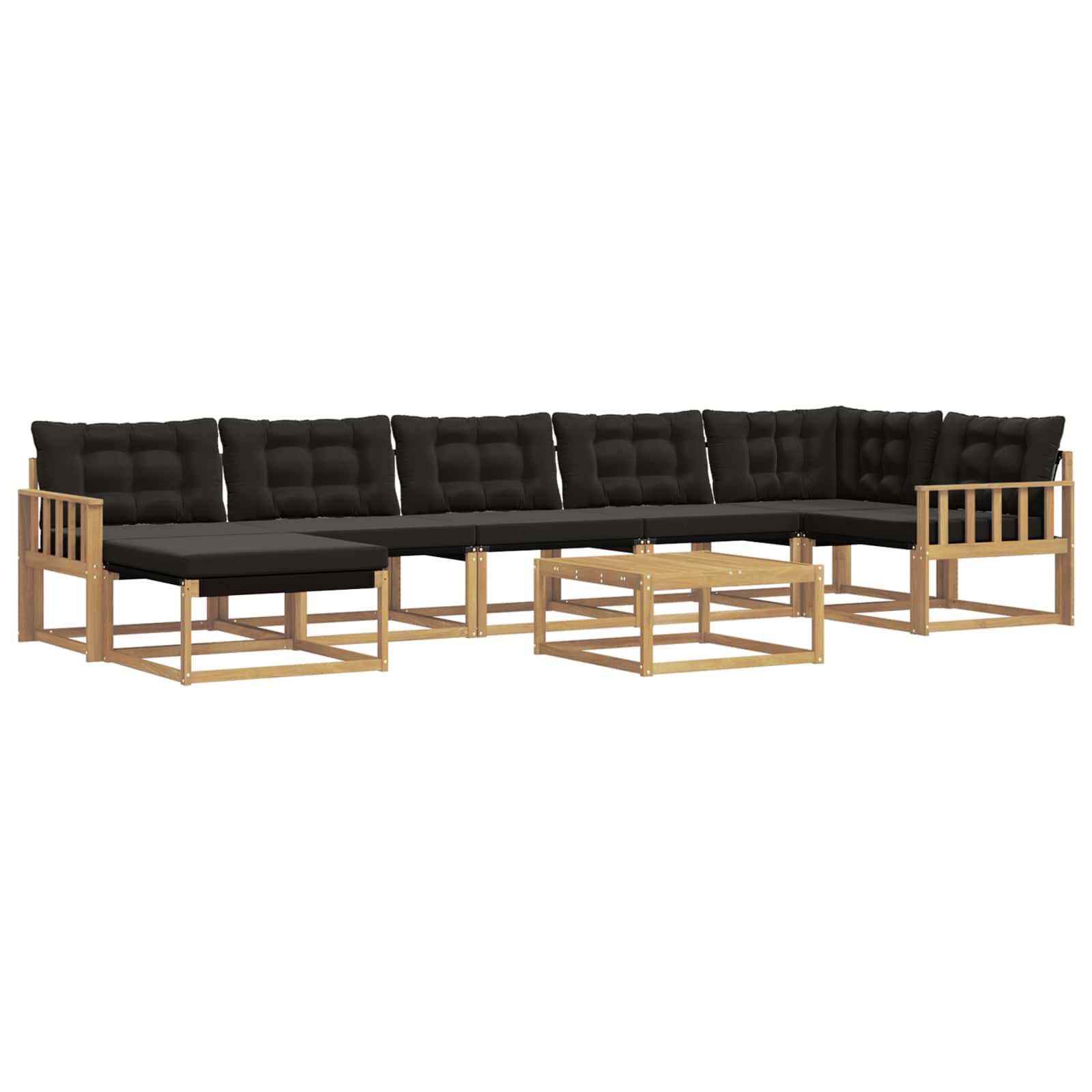 Set vanjskih sofa 8 pcs Bijela i crna Čvrsto drvo akacije