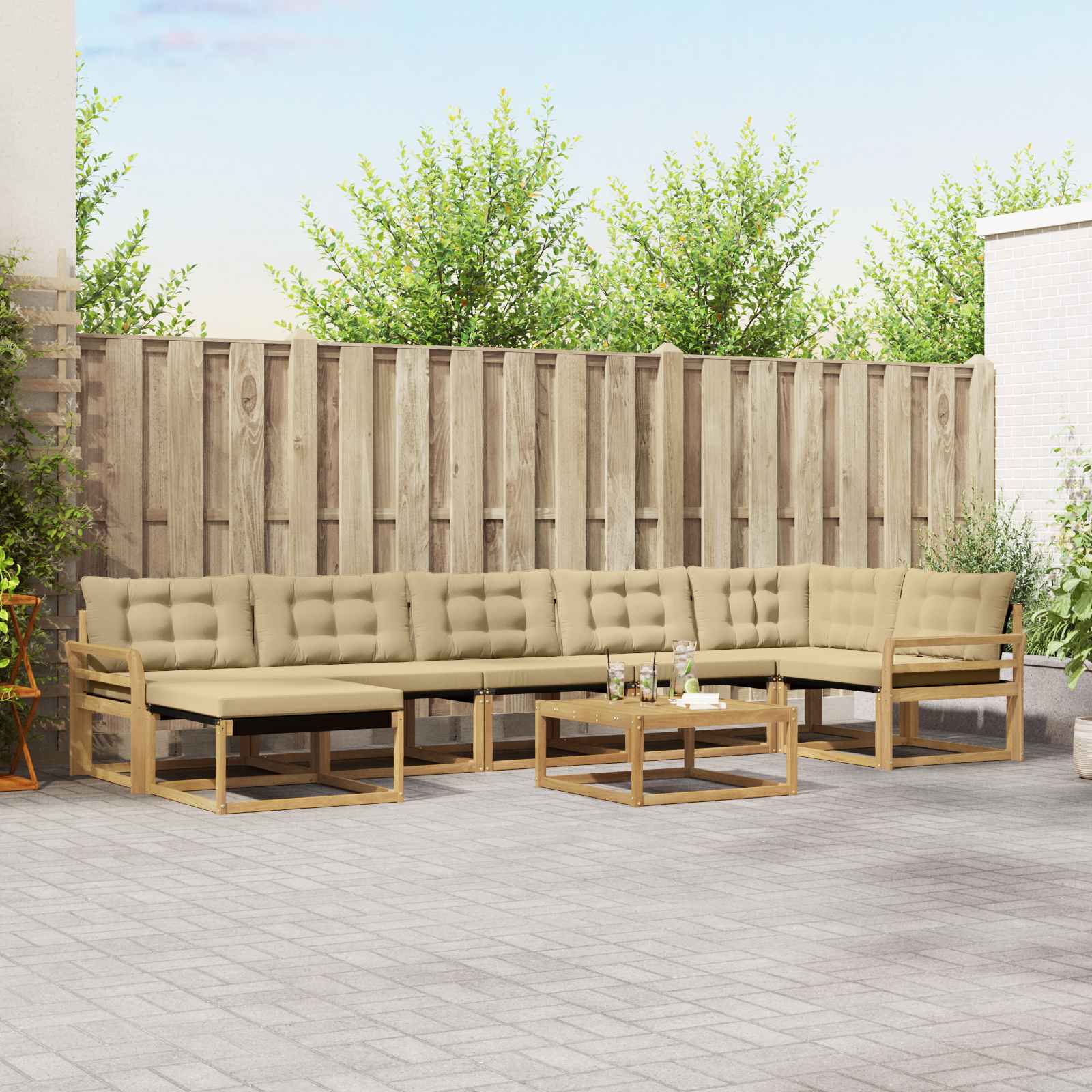 Set vanjskih sofa 8 pcs Bijela i bež 79 x 79 x 37 cm