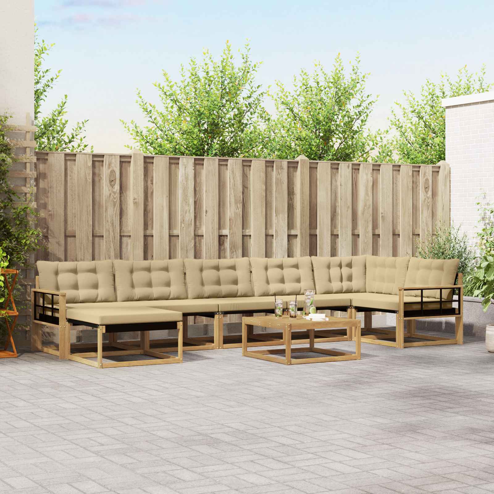 Set vanjskih sofa 8 pcs Bijela i bež 79 x 79 x 37 cm