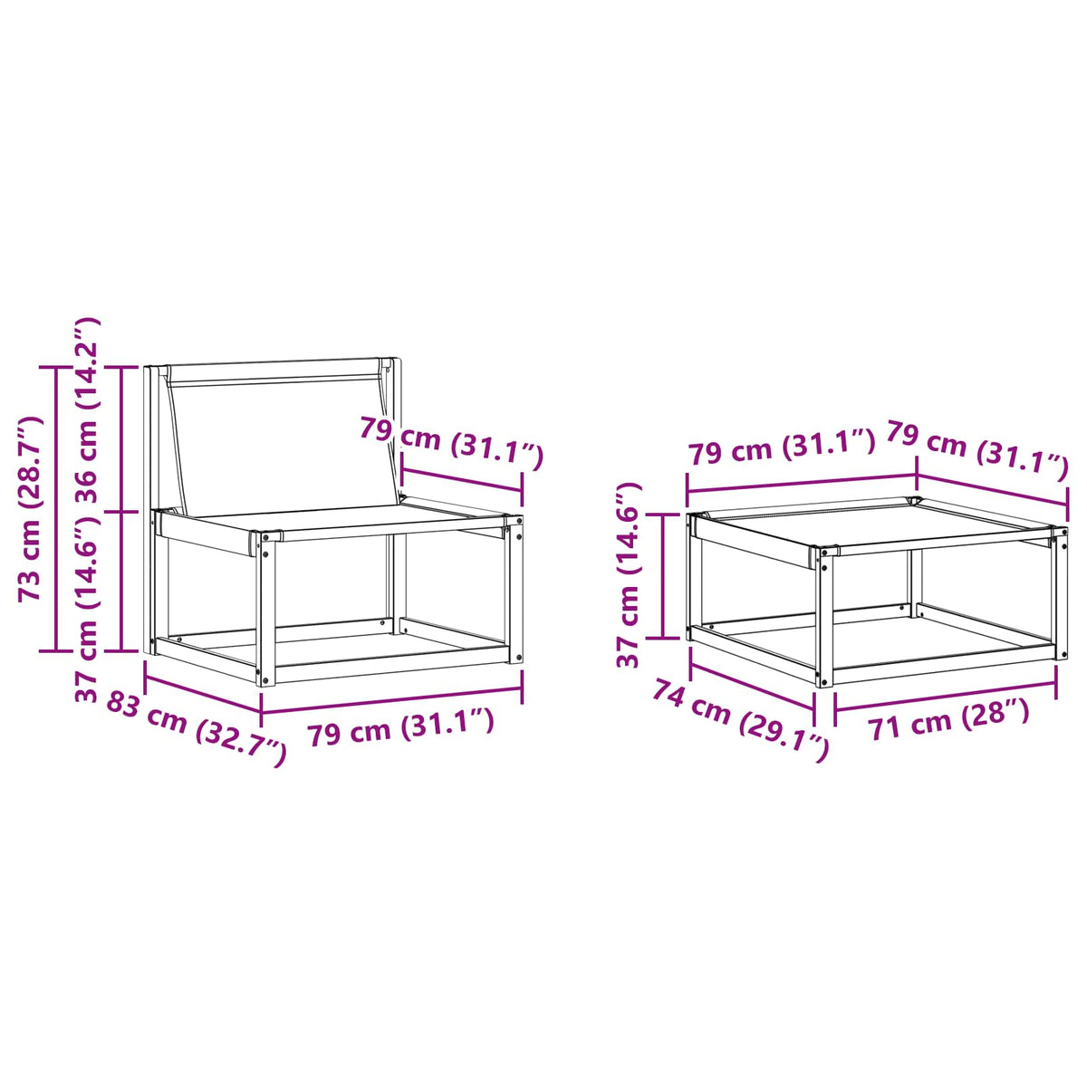Set vanjskih sofa s jastukom 6 pcs Bijela i crna