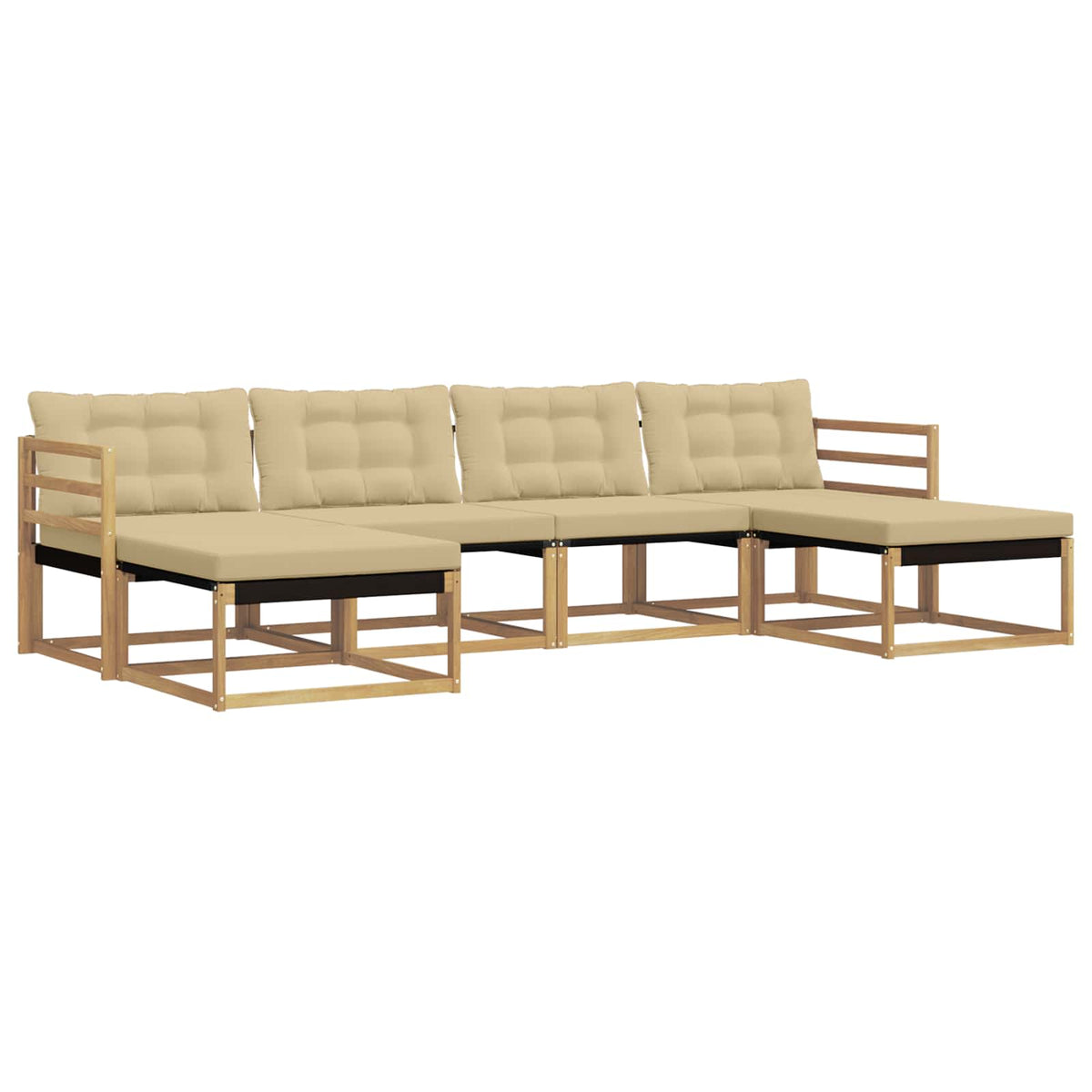 Set vanjskih sofa 6 kom. Bijela i bež Smeđa 325 x 162,5 x 73 cm