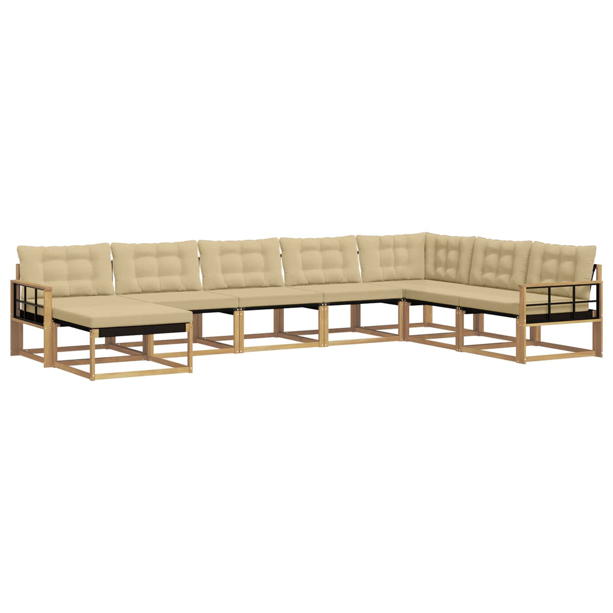 Set vanjskih sofa 8 kom. Bijela i bež Čvrsto drvo akacije 406 x 247,5 x 73 cm