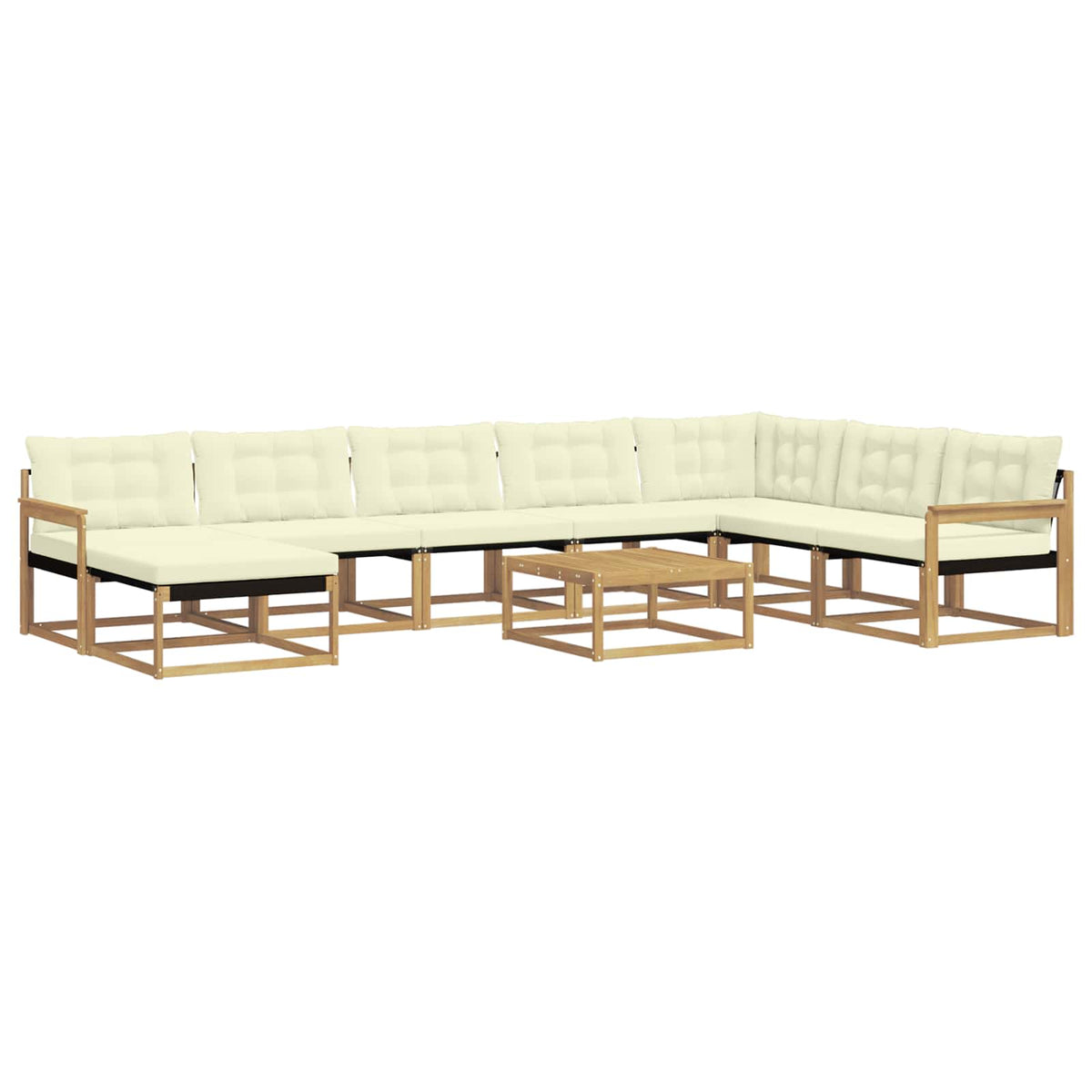 Set vanjskih sofa 9 pcs Bijela i krem Čvrsto drvo akacije
