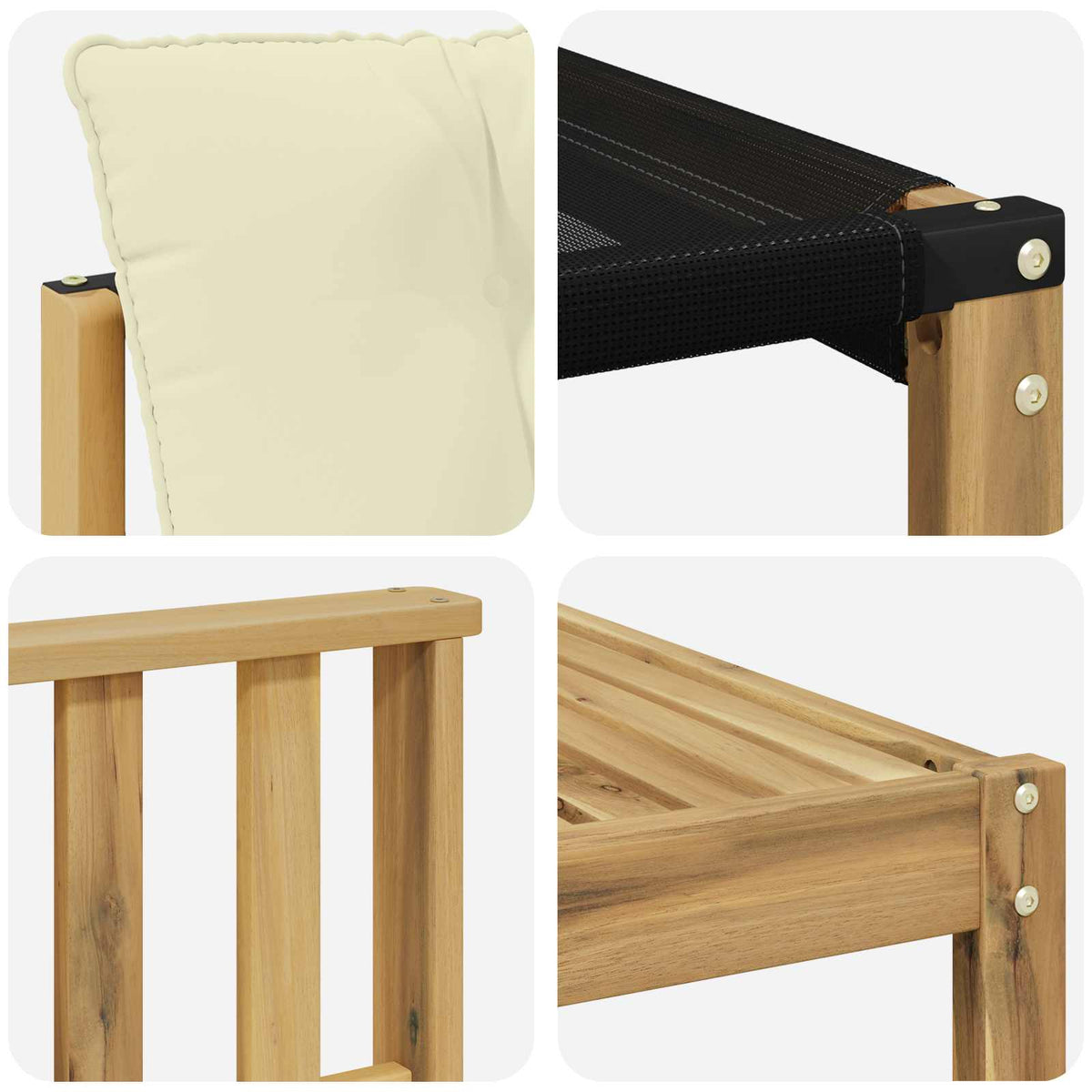 Set vanjskih sofa 9 pcs Bijela i krem Čvrsto drvo akacije