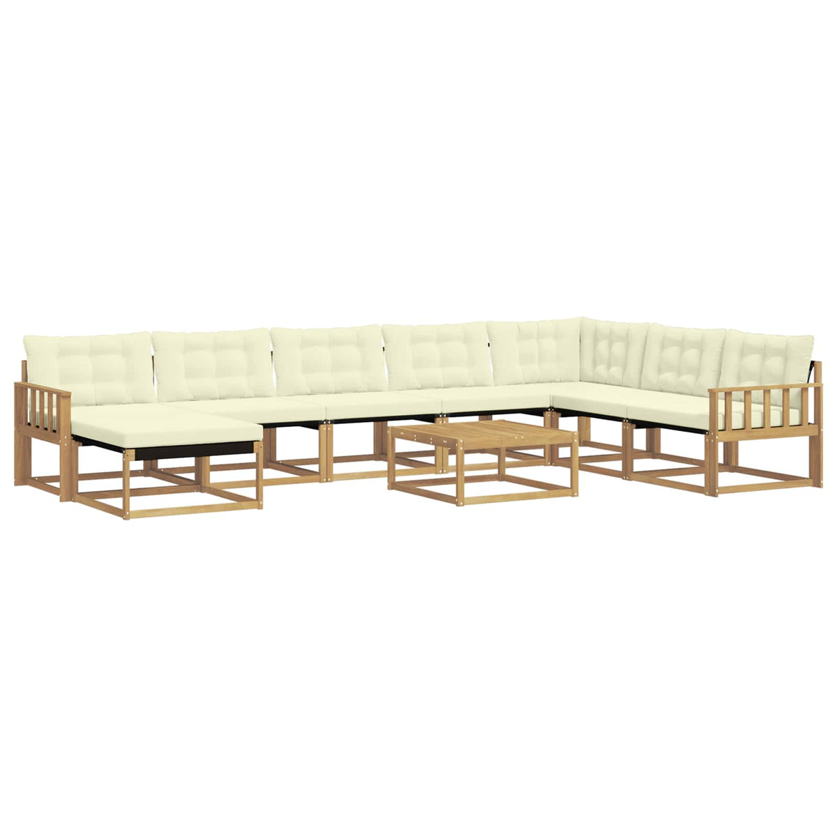 Set vanjskih sofa 9 pcs Bijela i krem Čvrsto drvo akacije