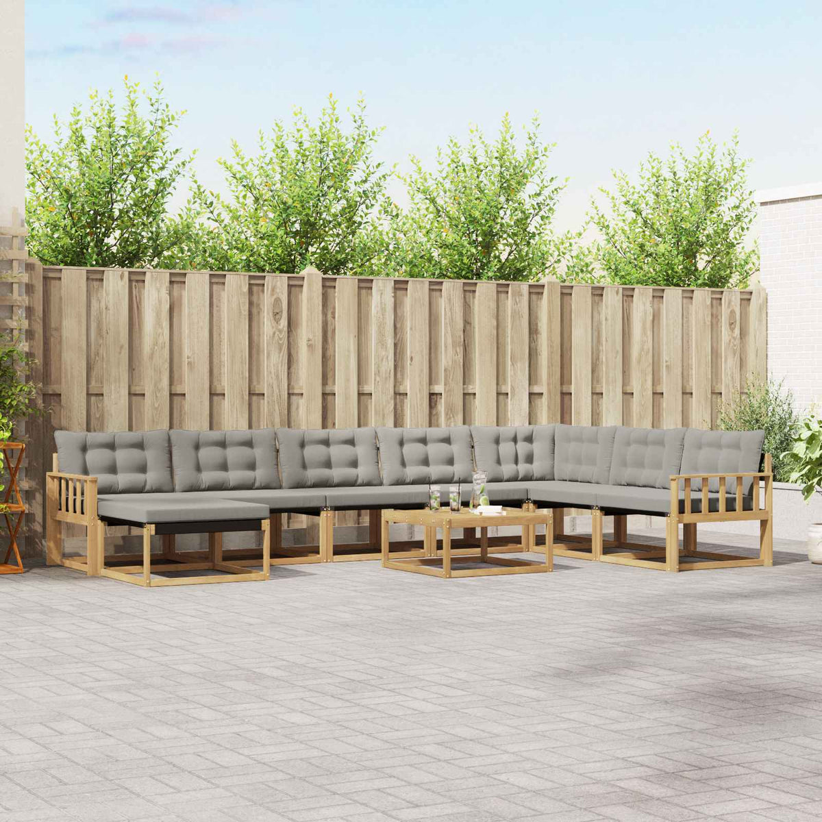 Set vanjskih sofa 9 kom. Bijela i svjetlosiva