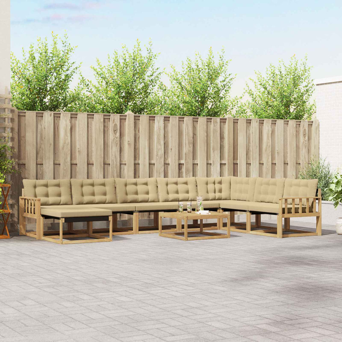 Set vanjskih sofa 9 pcs Čvrsto drvo akacije