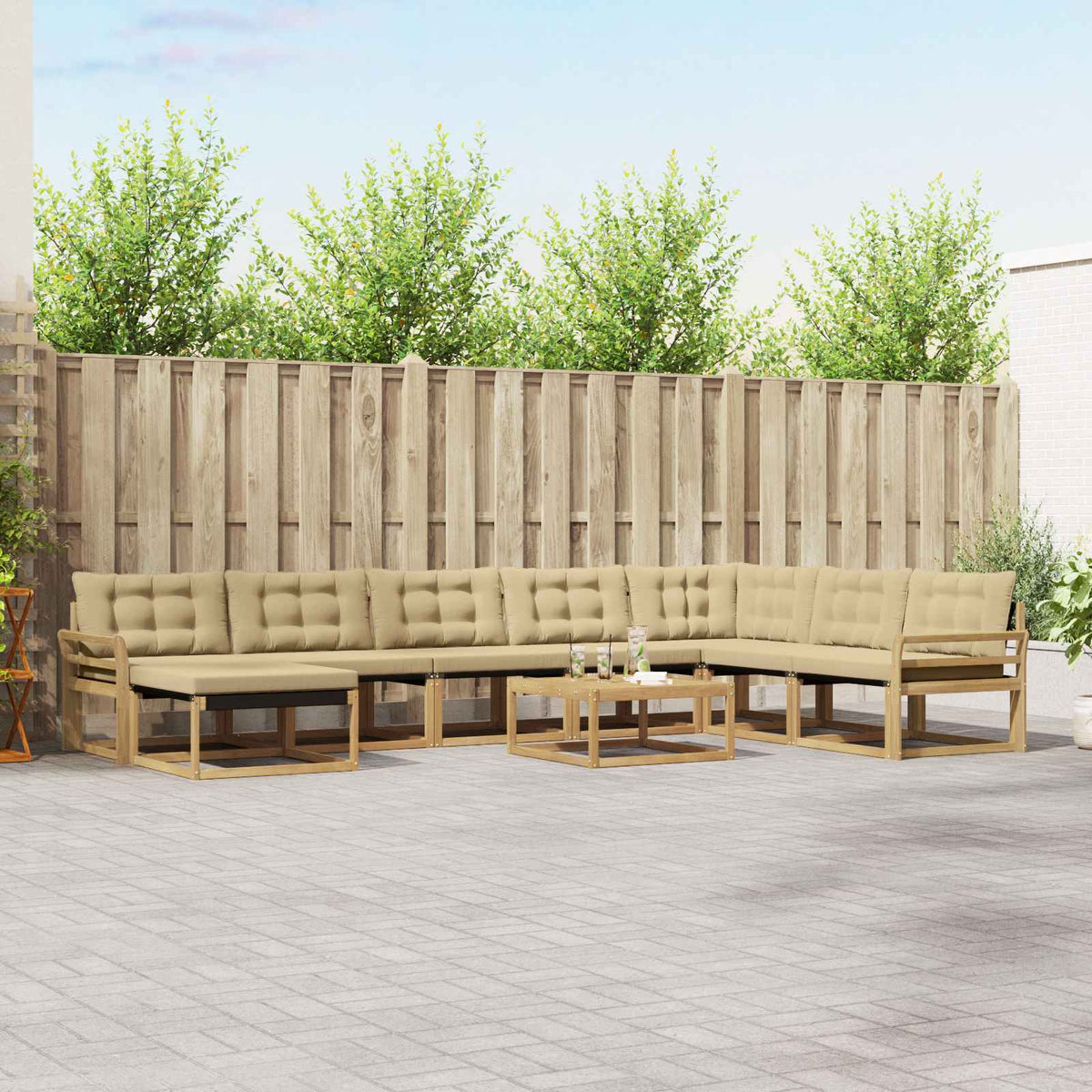 Set vanjskih sofa 9 pcs Čvrsto drvo akacije