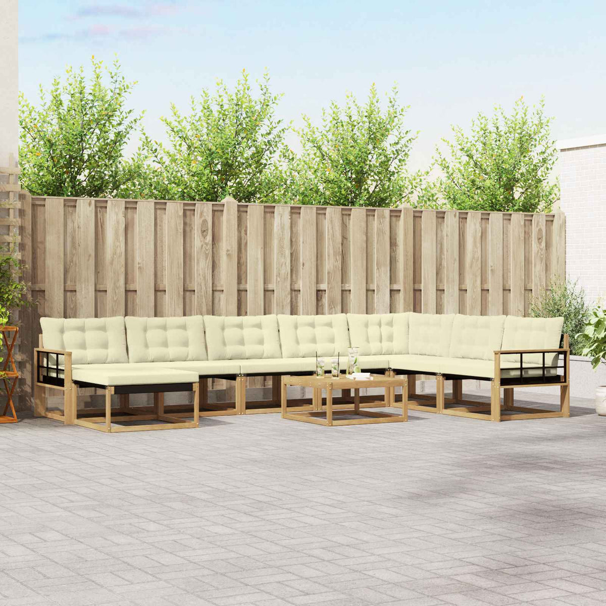 Set vanjskih sofa 9 pcs Čvrsto drvo akacije