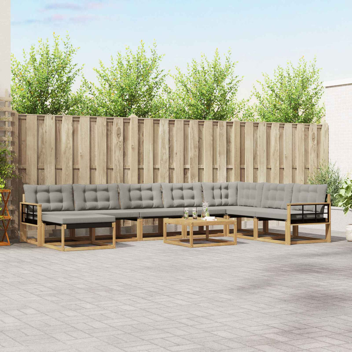 Set vanjskih sofa 9 pcs Čvrsto drvo akacije