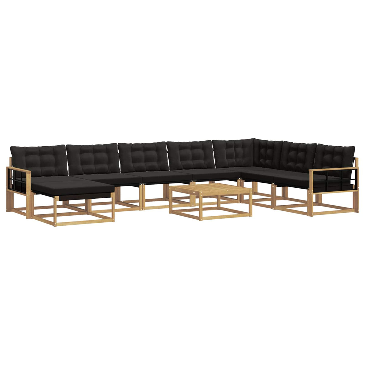 Set vanjskih sofa 9 pcs Bijela i crna Čvrsto drvo akacije
