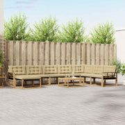 Set vanjskih sofa 9 kom. Bijela i bež Čvrsto drvo akacije