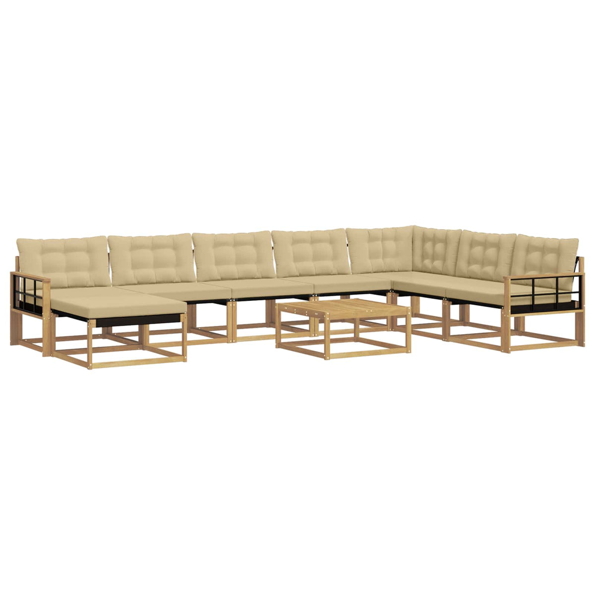 Set vanjskih sofa 9 kom. Bijela i bež Čvrsto drvo akacije