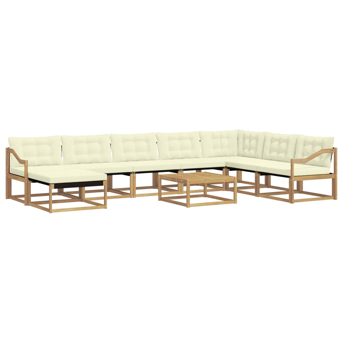 Set vanjskih sofa 9 pcs Bijela i krem Čvrsto drvo akacije