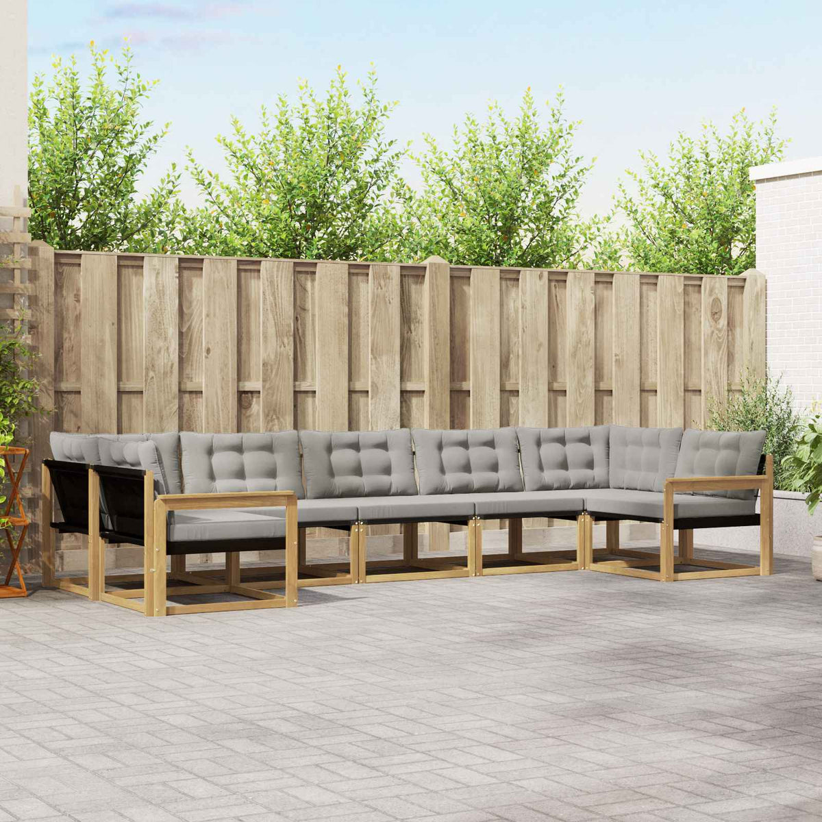 Set vanjskih sofa 7 kom. Bijela i svjetlosiva Smeđa 404 x 168,5 x 73 cm