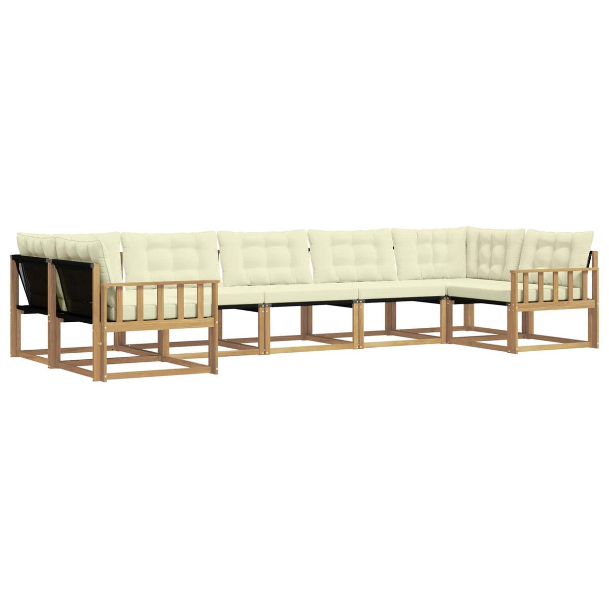 Set vanjskih sofa 7 kom. Bijela i krem Smeđa 404 x 168,5 x 73 cm