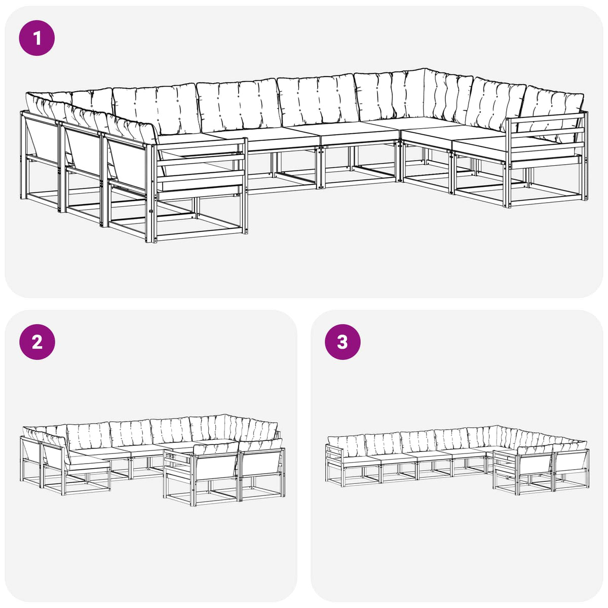 Set vanjskih sofa s jastukom 9 pcs Bijela i crna