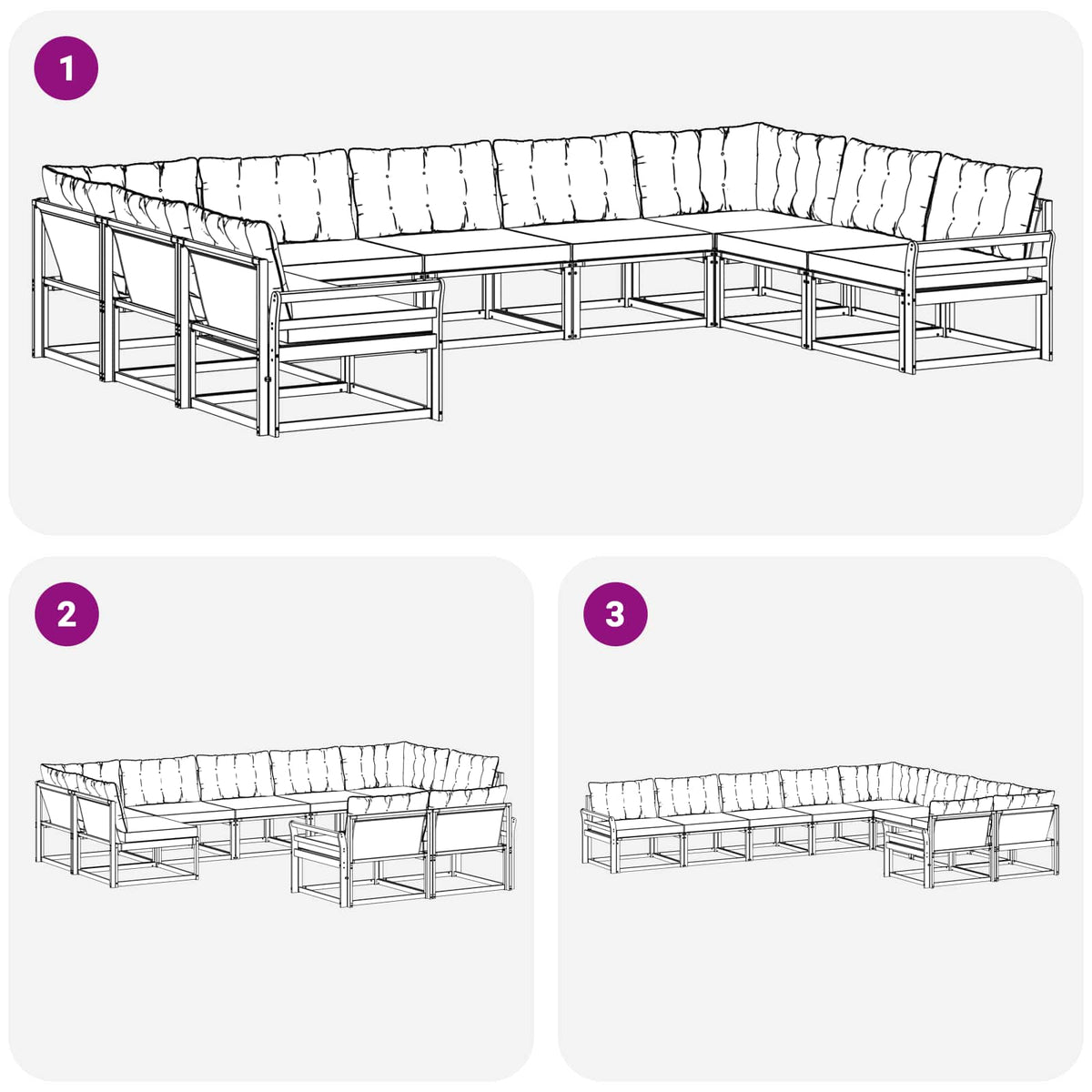 Set vanjskih sofa s jastukom 9 pcs Bijela i crna