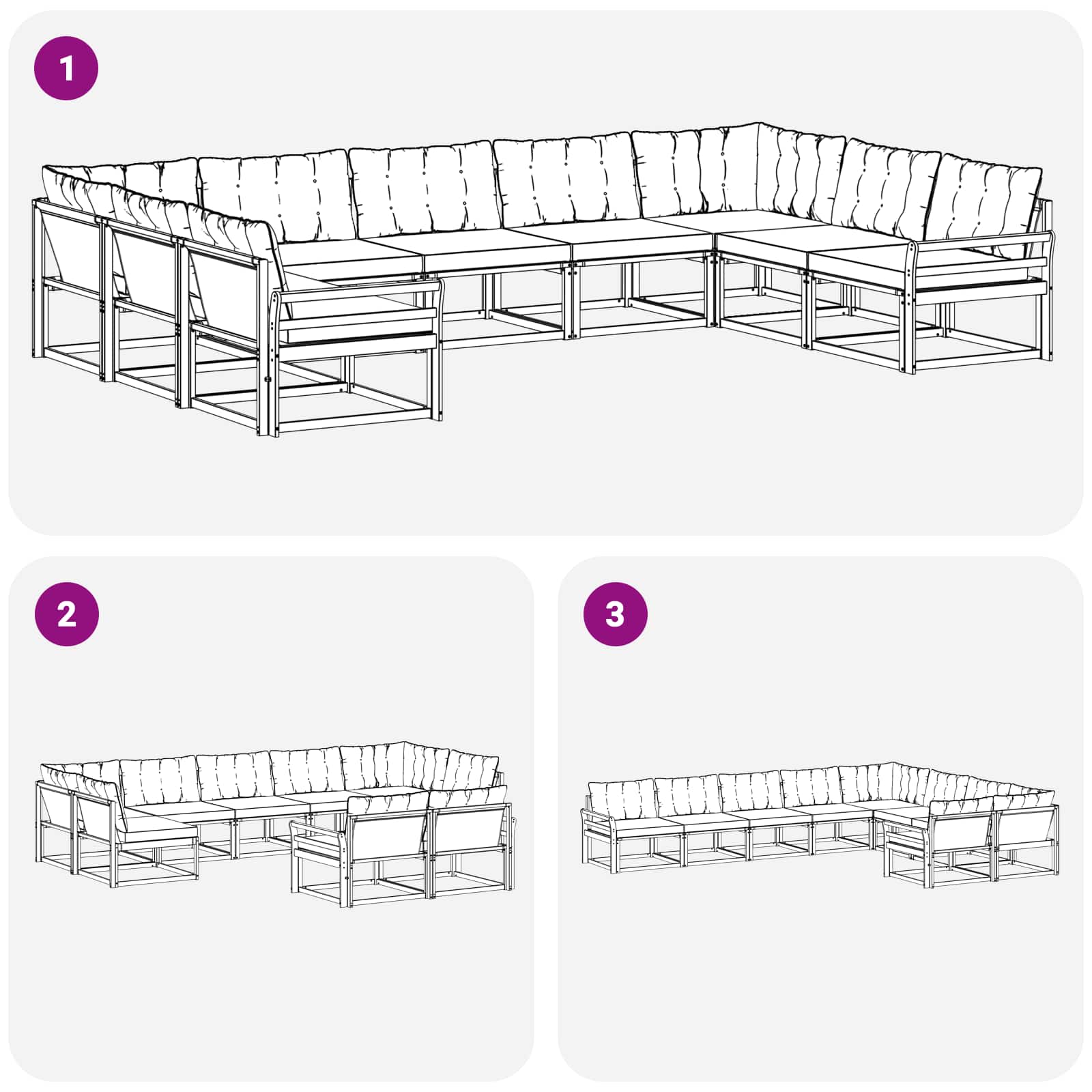 Set vanjskih sofa s jastukom 9 pcs Bijela i crna