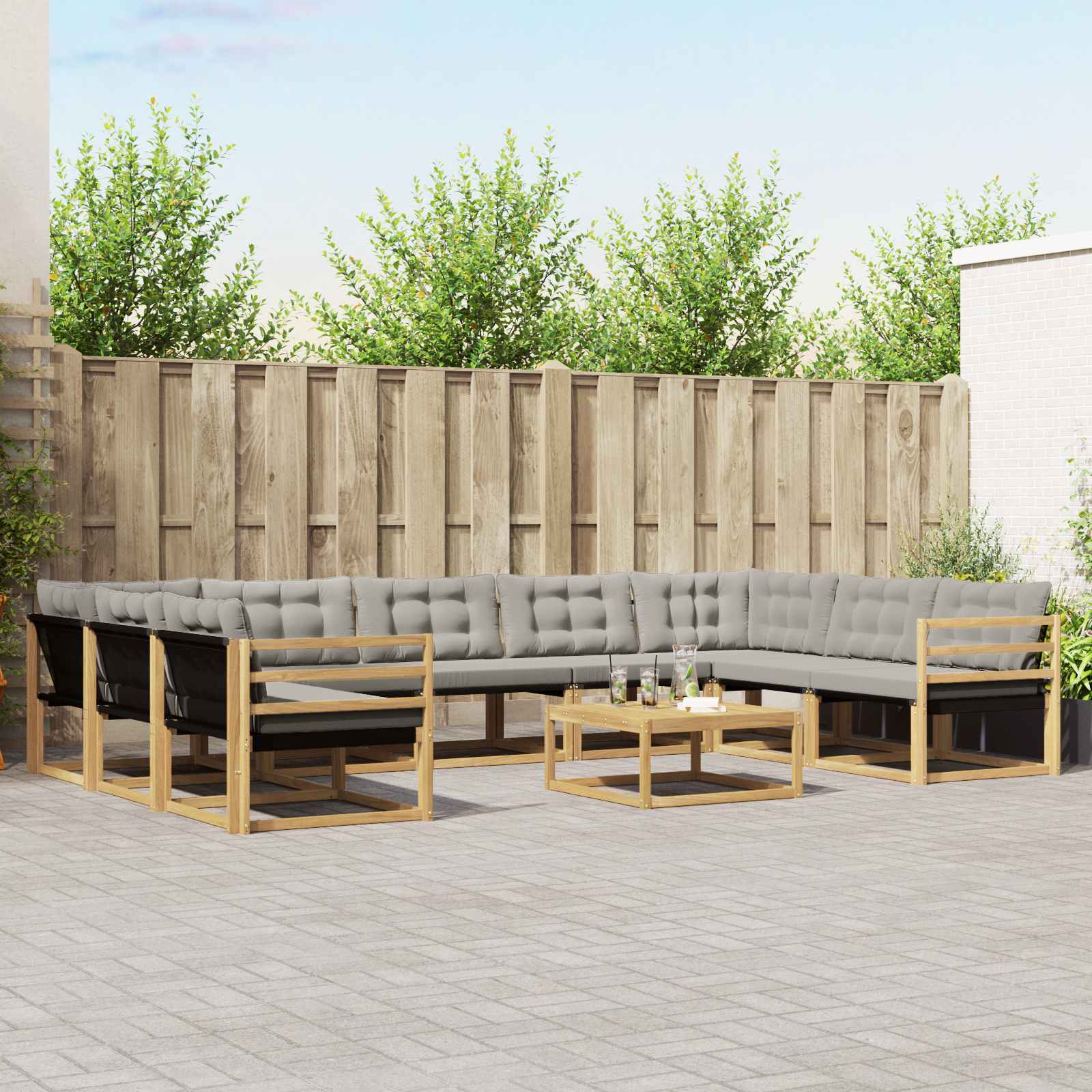 Set vanjskih sofa 10 pcs Bijela i svjetlosiva