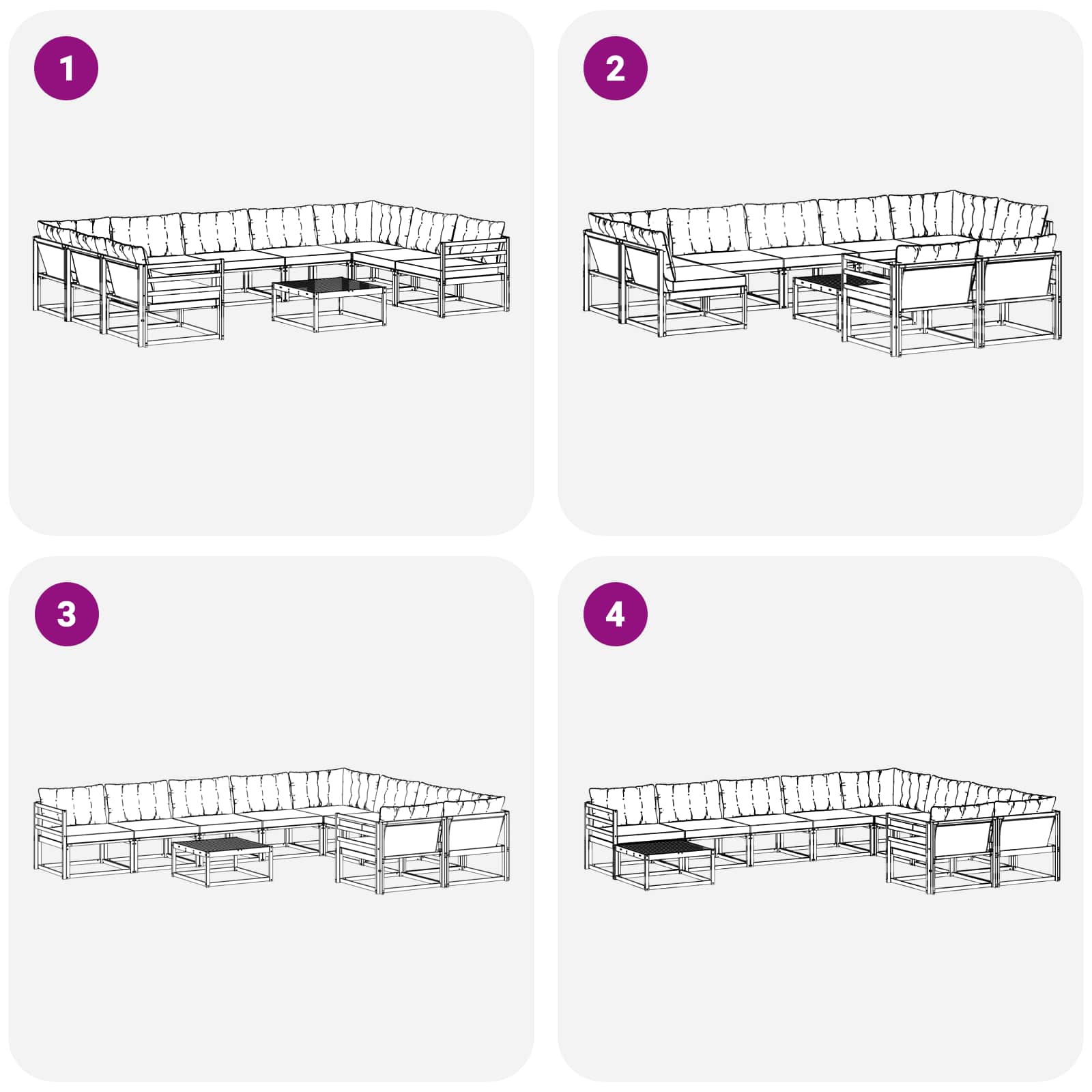 Set vanjskih sofa 10 pcs Bijela i svjetlosiva