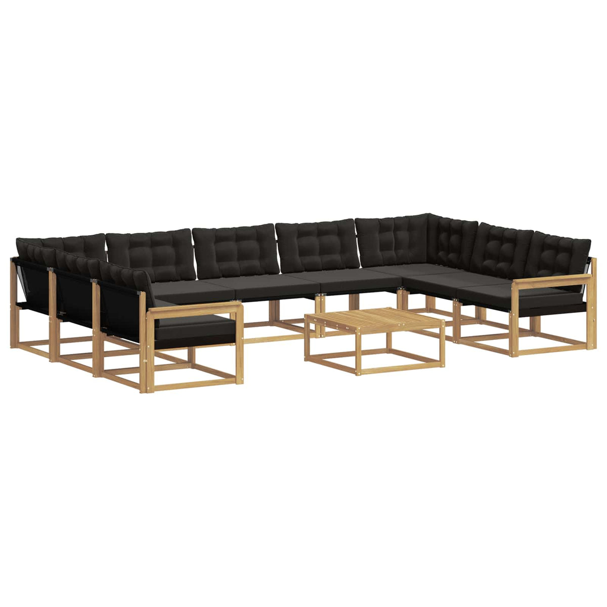 Set vanjskih sofa s jastukom 10 pcs Bijela i crna