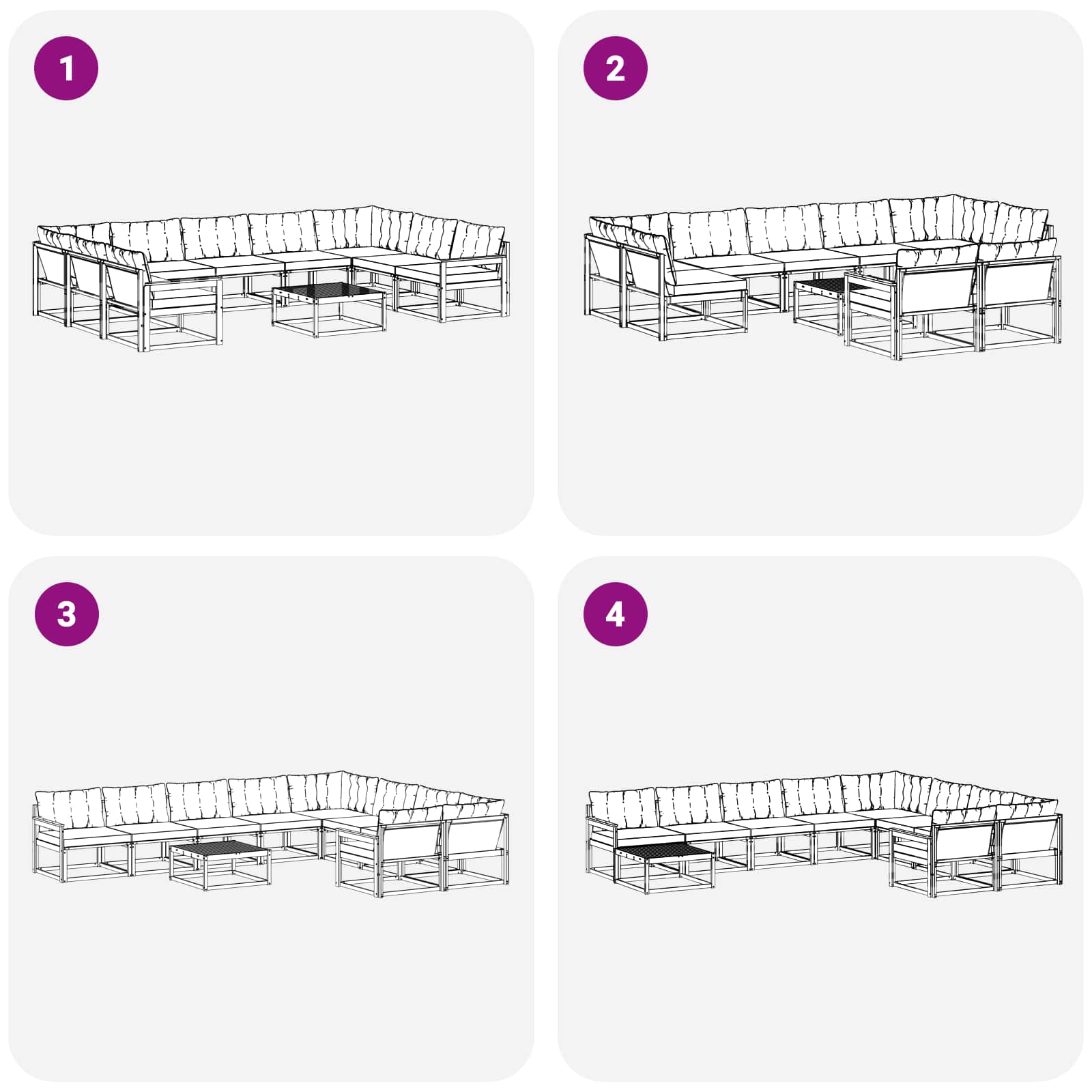Set vanjskih sofa s jastukom 10 pcs Bijela i crna