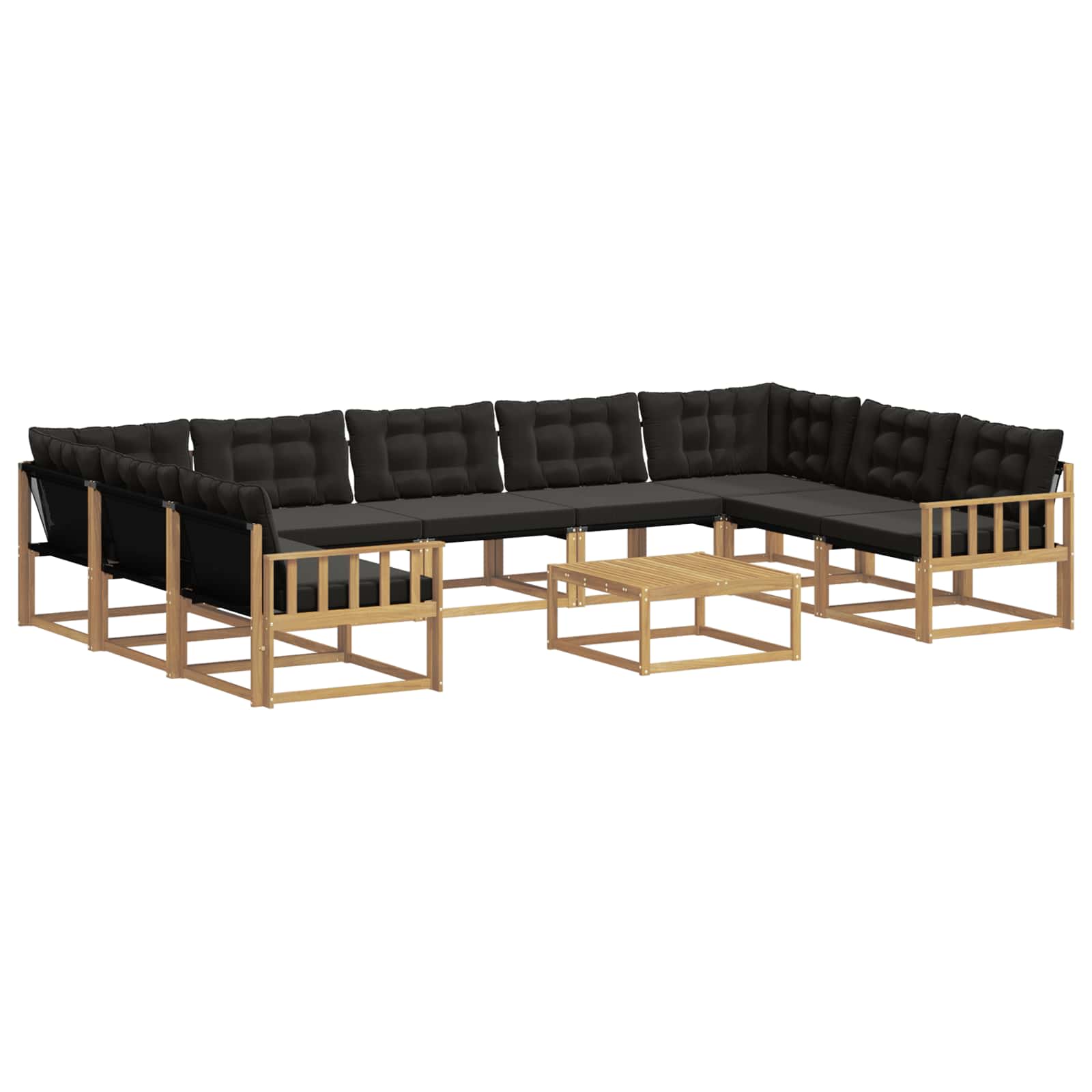 Set vanjskih sofa s jastukom 10 pcs Bijela i crna