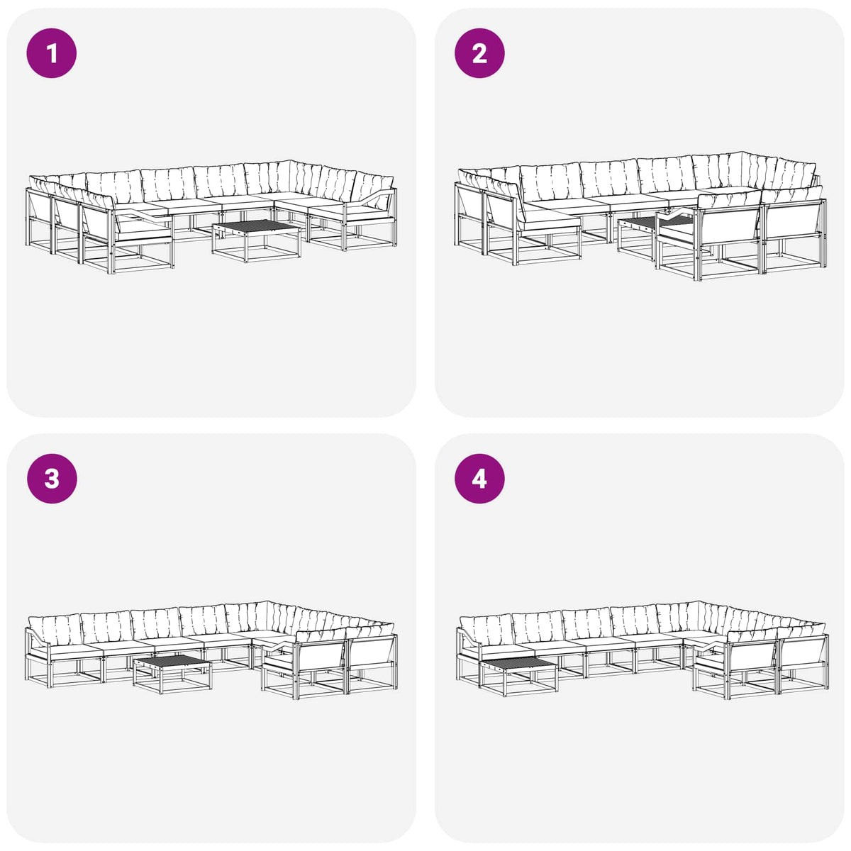 Set vanjskih sofa 10 kom. Bijela i crna