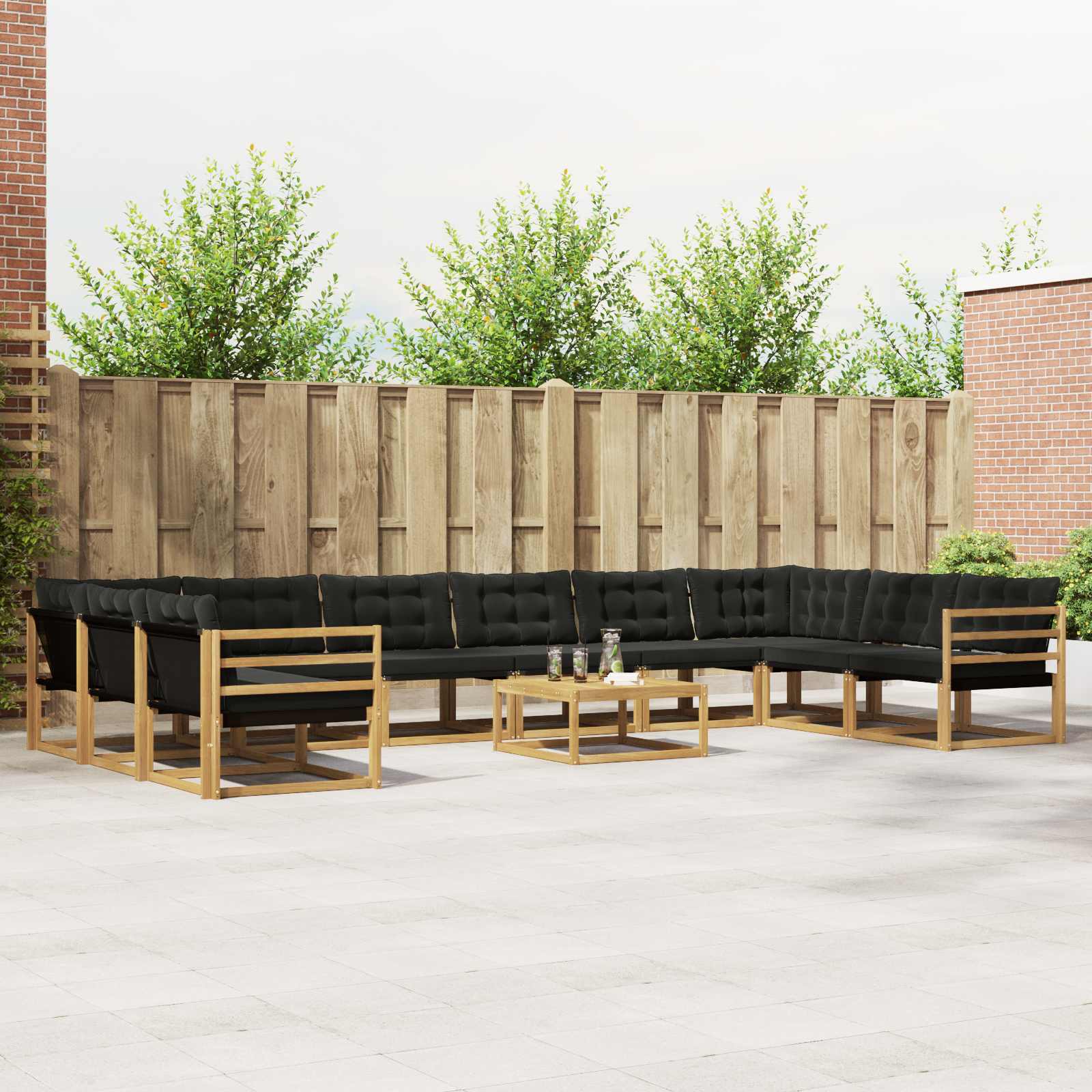 Set vanjskih sofa s jastukom 11 pcs Bijela i crna