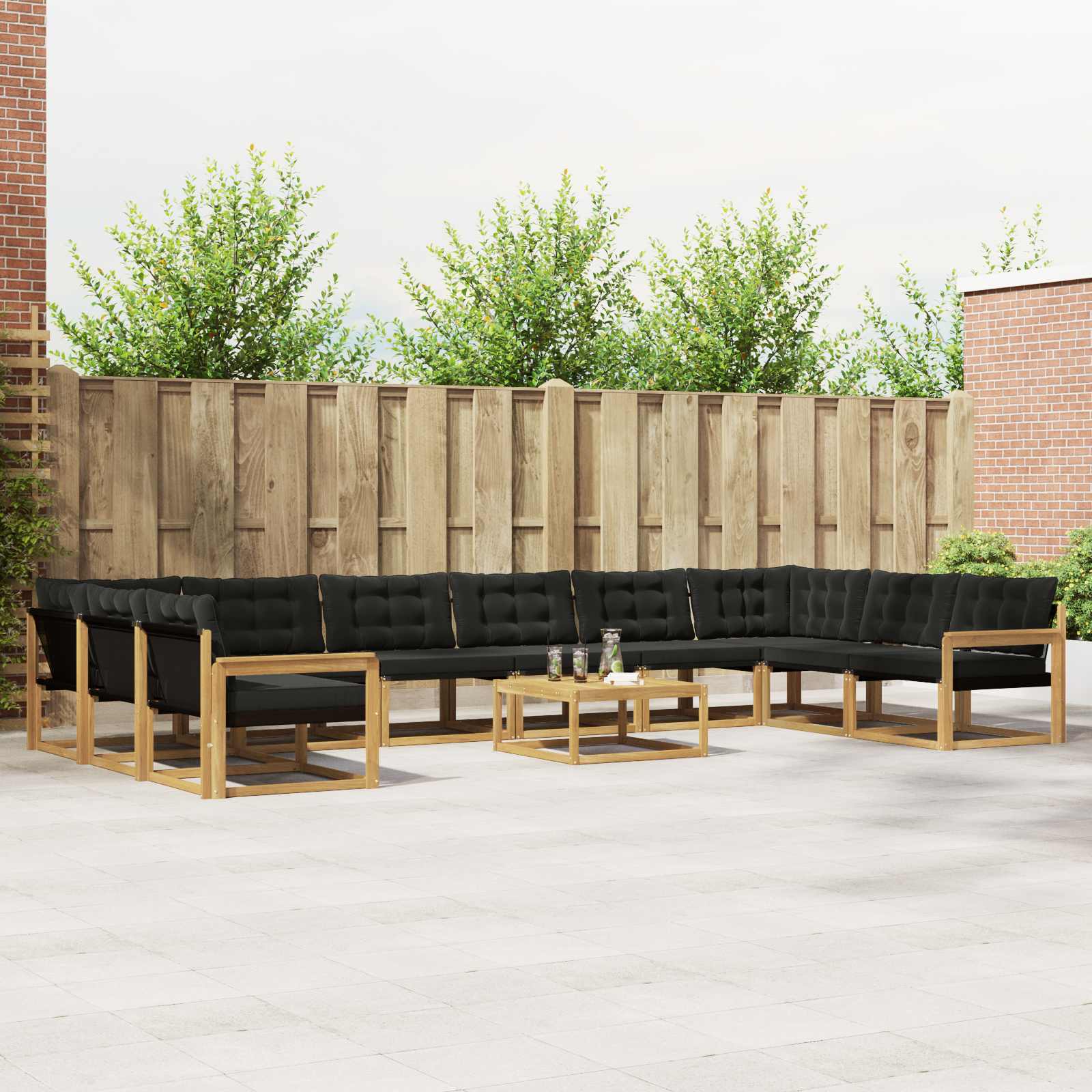 Set vanjskih sofa s jastukom 11 pcs Bijela i crna