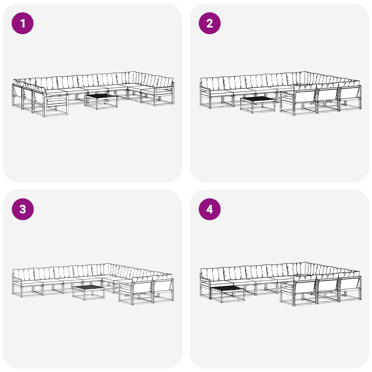 Set vanjskih sofa s jastukom 11 pcs Bijela i crna