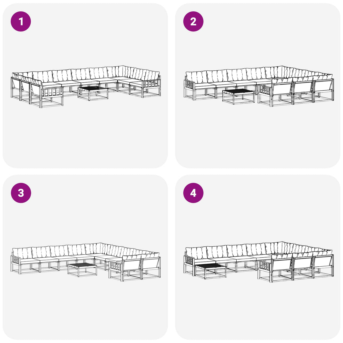 Set vanjskih sofa s jastukom 11 pcs Bijela i crna